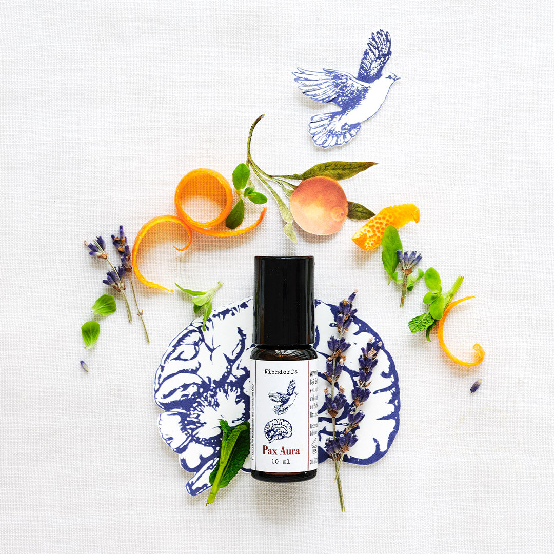 Niendorfs Pax Aura – 10ml Roll-on mit ätherischer Öl-Mischung für Entspannung und Linderung bei Kopfschmerzen, im Braunglasfläschchen mit praktischer Kugelapplikation