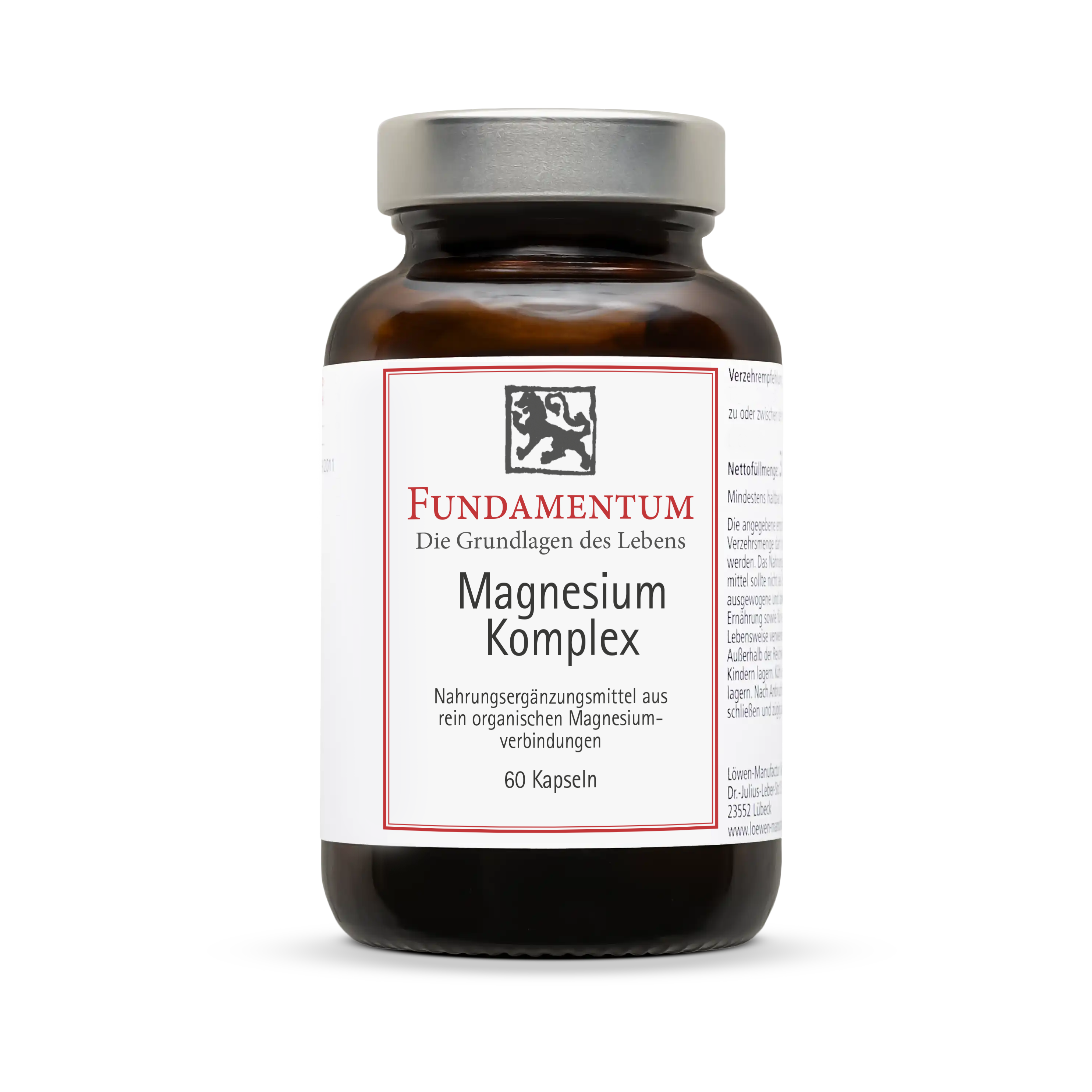 Fundamentum Magnesium Kapseln – Nahrungsergänzungsmittel zur Unterstützung des Mineralstoffhaushalts, in hochwertigem Braunglas, 60 Stück