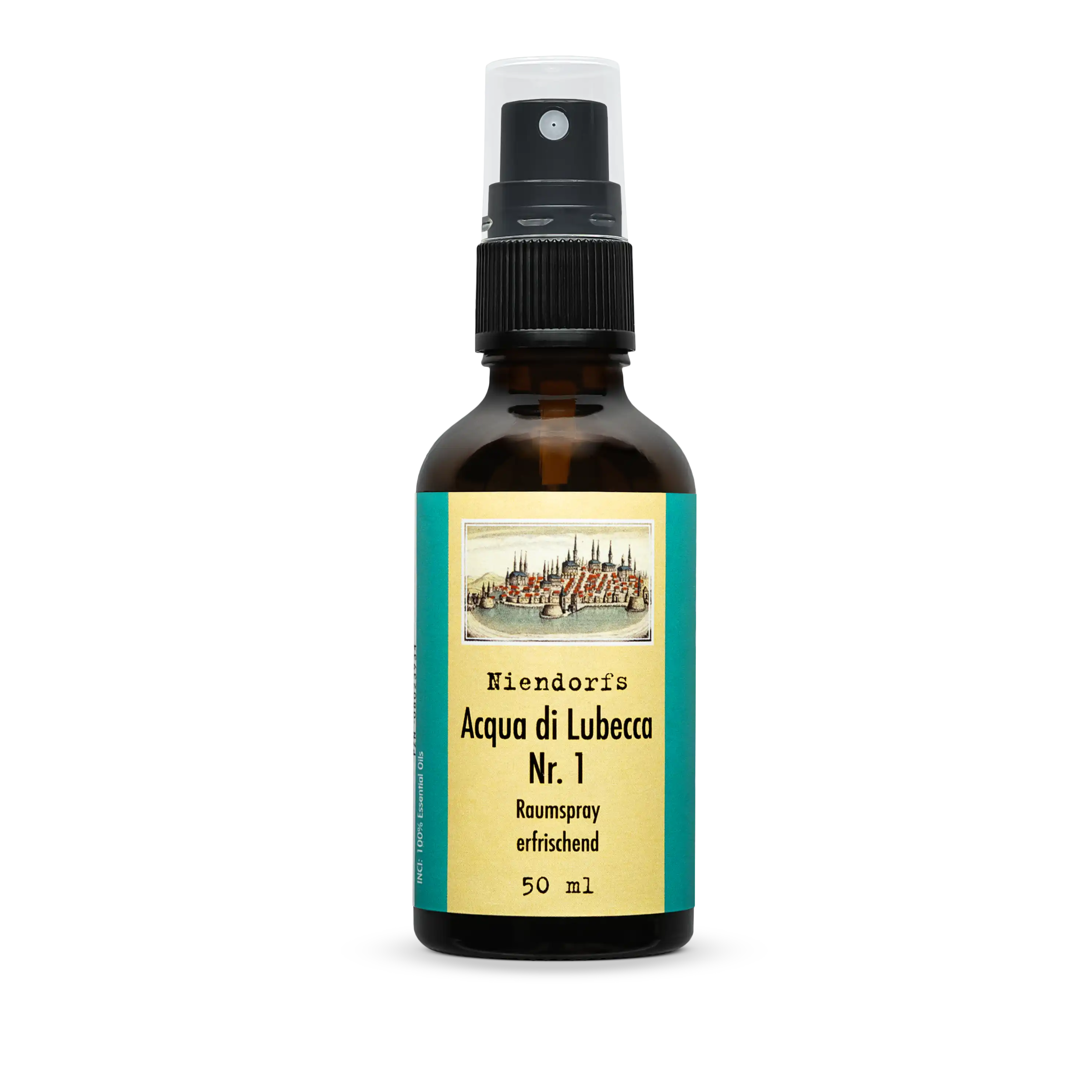 Niendorfs Acqua di Lubecca Nr. 1 – 50 ml natürliches Raumspray mit ätherischen Ölen aus Orange, Grapefruit, Limette, Zitrone und Litsea Cubeba zur Förderung von guter Laune und Wohlbefinden; im Braunglasfläschchen mit Sprühaufsatz