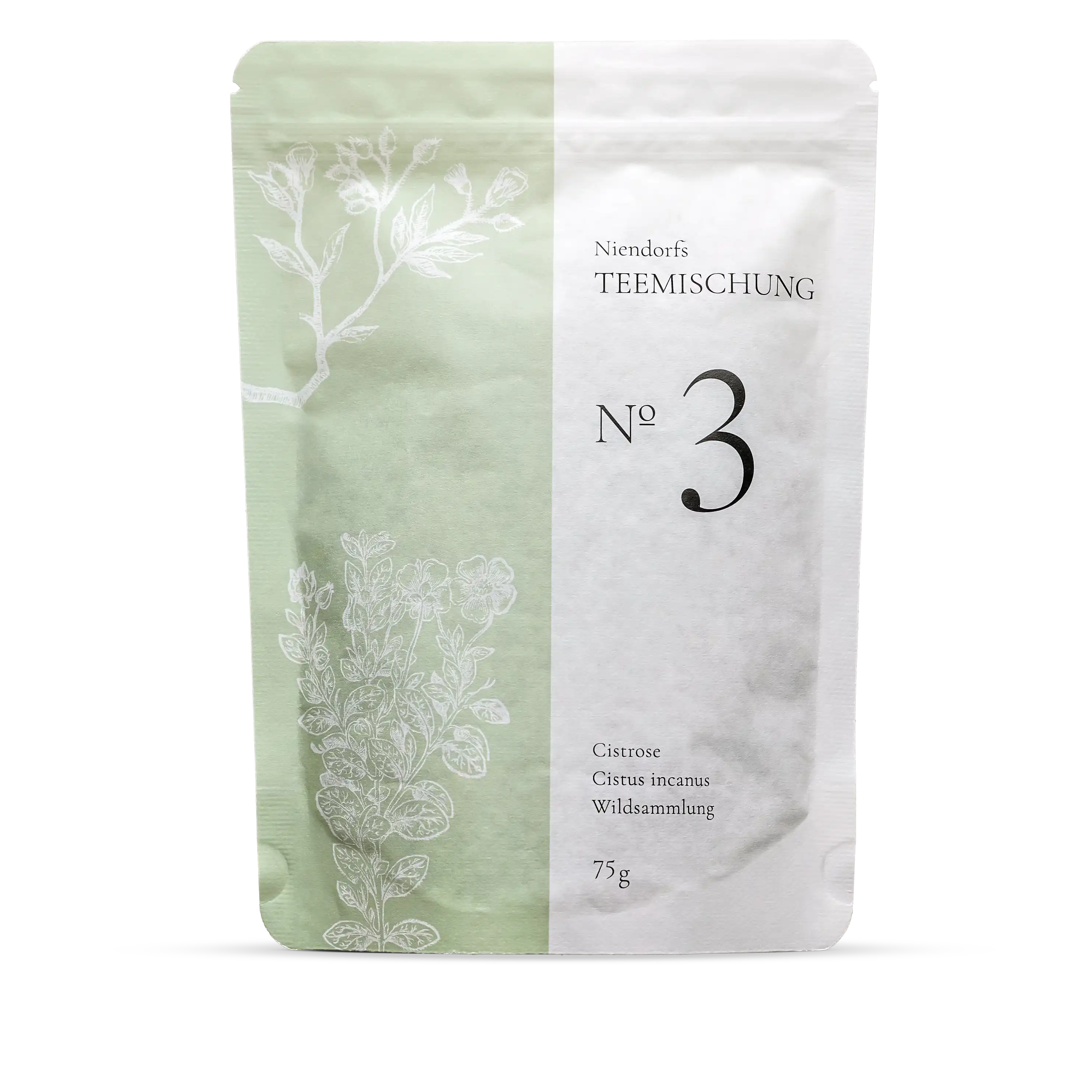 Teemischung Nr. 3 – 75 g Cistrose-Kräutertee mit antioxidativem Schutz aus Cistus incanus zur natürlichen Abwehrunterstützung in der Erkältungssaison; aus überwiegend kontrolliert biologischem Anbau, vegan, im wiederverschließbaren Papierbeutel